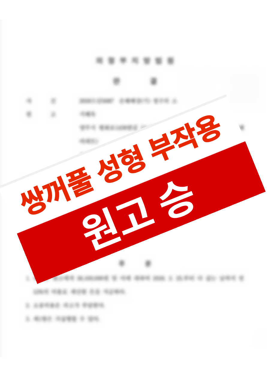 절개 쌍꺼풀 수술 후 소세지 눈·토안 등 부작용이 발생했으나 의료과실을 입증해 약 1억 원을 배상받은 의뢰인
